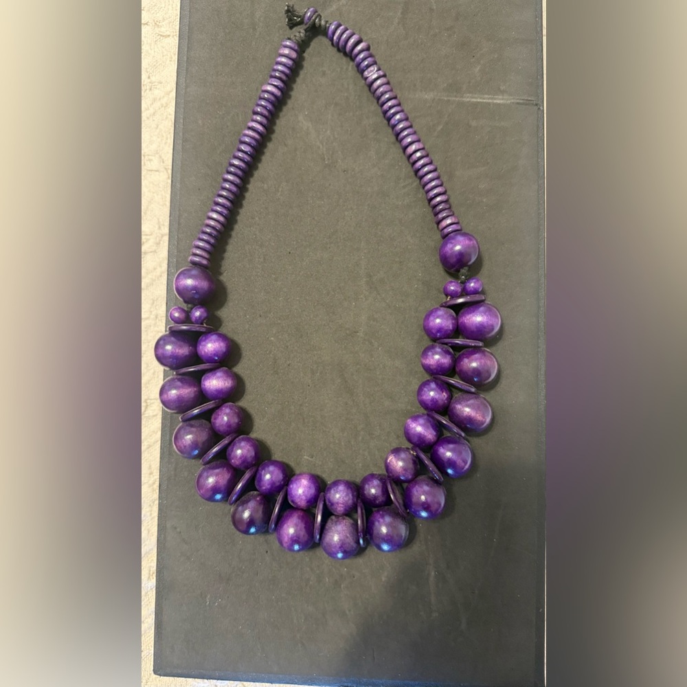 Purple Statement Bead Necklace - Women Jewelry